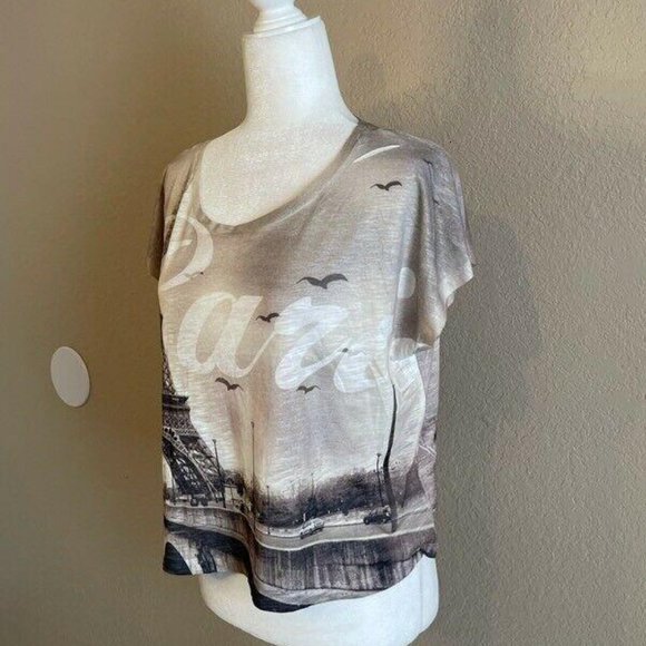 XXI Womens T-Shirt Multicolor Eiffel Tower Paris S - Picture 2 of 6